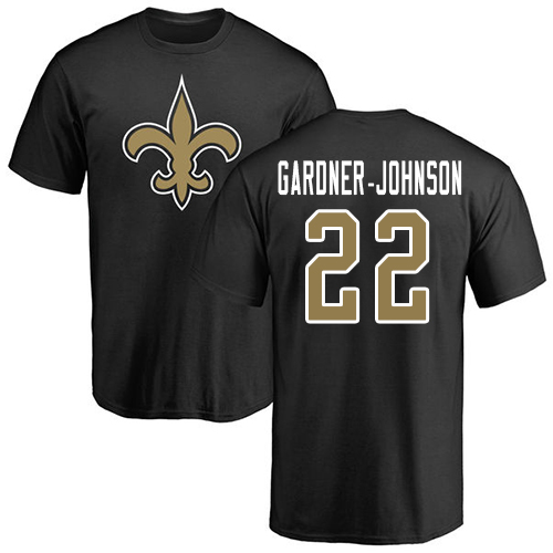 Men New Orleans Saints Black Chauncey Gardner Johnson Name and Number Logo NFL Football #22 T Shirt->new orleans saints->NFL Jersey